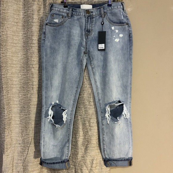 One Teaspoon Awesome Baggies distressed slouchy Jeans Montana Blue Size 27 - Picture 3 of 9